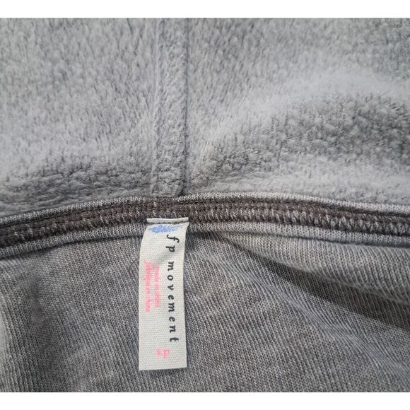 Free People Movement Womens Small Meadowbrook Taupe Burnout SOFT CROP Hoodie Top - Picture 6 of 9